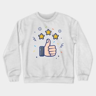 Thumbs Up Nail And Star With Confetti Cartoon Crewneck Sweatshirt